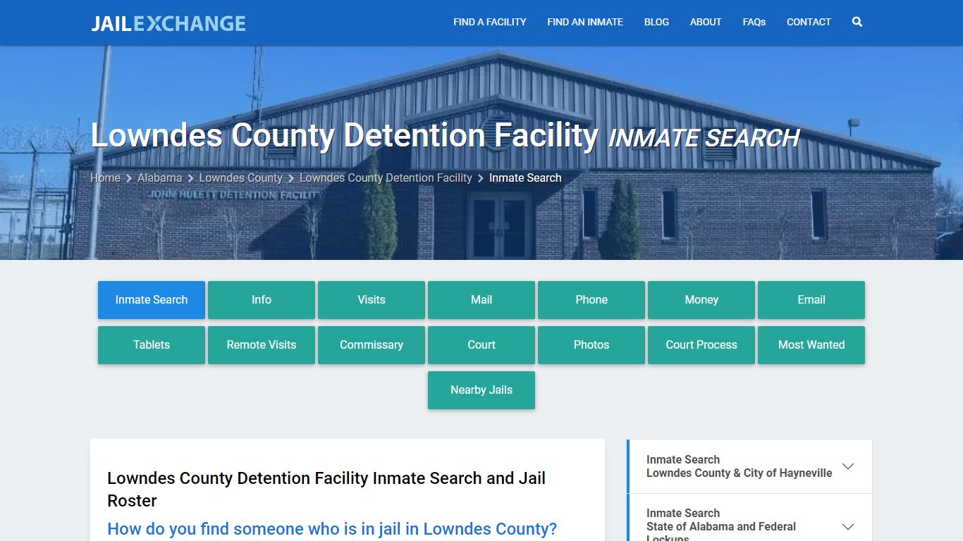 Lowndes County Detention Facility Inmate Search - Jail Exchange